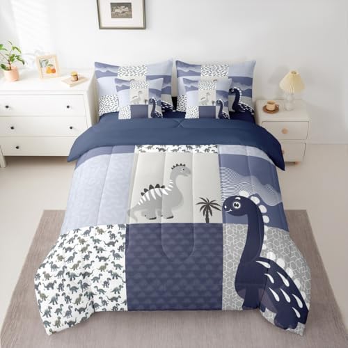 Feelyou Cute Dinosaur 7 Piece Bedding Set Queen Size for Kids