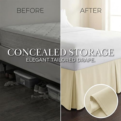 Southshore Fine Living, Inc. Twin Bed Skirt - 14" Drop, Luxury Pleated Bed Skirts, Twin Size Bedding Dust Ruffle, Twin Size Bed Skirting, Cream