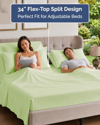 Flex Top Split Head King 6 Piece Sheet Set - Cooling - Light Sage Green