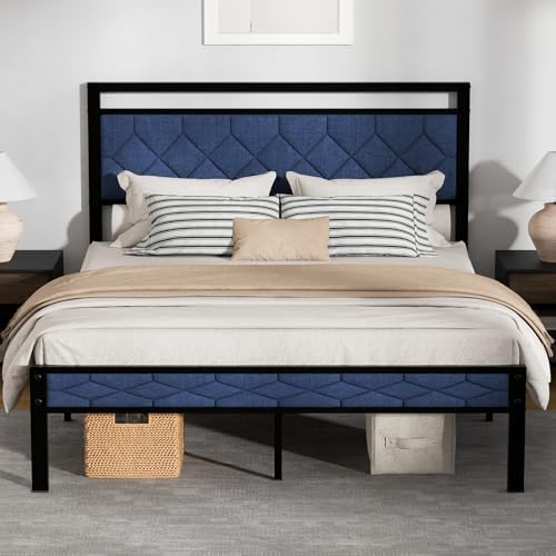 Z-hom Easy Assembly Upholstered Queen Bed Frame&Soft Padded Headboard