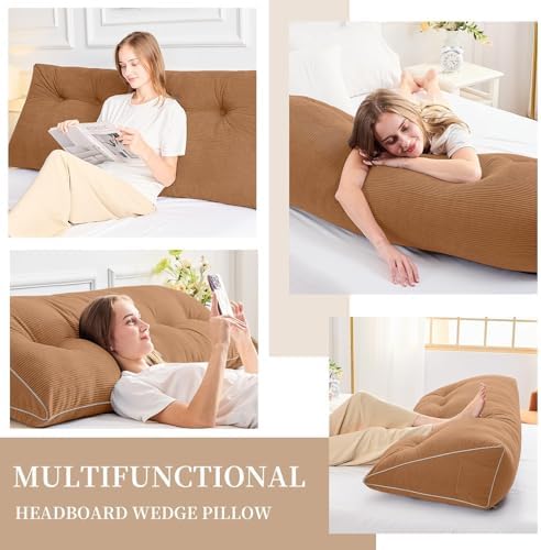 Sasttie Headboard Pillow King, Wedge Pillow Headboard, Caramel