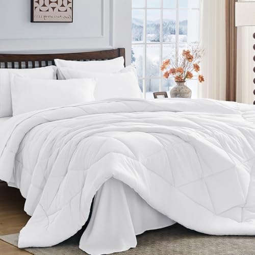 HEVUMYI 7-Piece Queen Comforter Set, White Bed in a Bag
