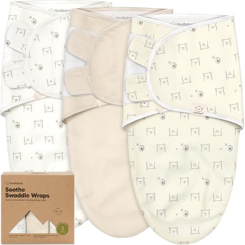 KeaBabies 3-Pack Organic Baby Swaddles for Newborns, Bumble Bear, 0-3M