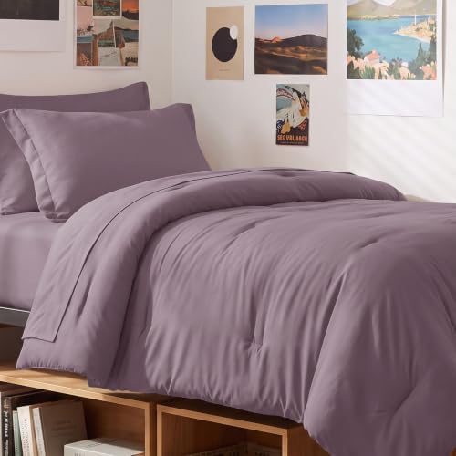 CozyLux Twin XL Comforter Dusty Purple, 5 Pieces Bed in a Bag