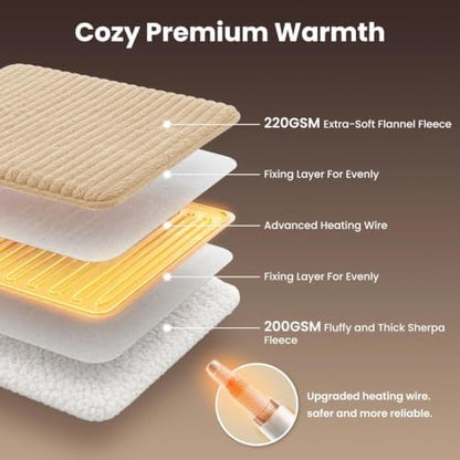 Homemate Electric Heated Heating Blanket Full Size 72"x84" Flannel Sherpa