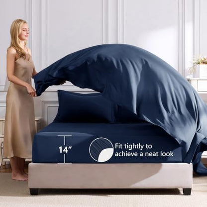 CozyLux Twin XL Comforter Set 68"x88" Navy - 5 Piece Bed in a Bag