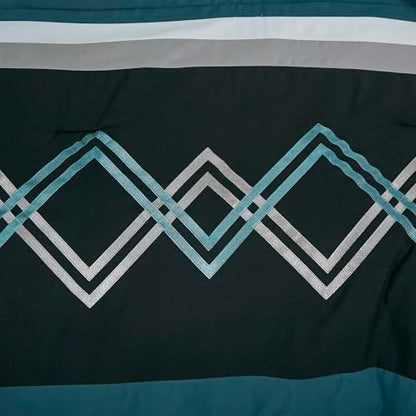 Chezmoi Collection 7-Piece Zigzag Embroidered Comforter Set, Full Size