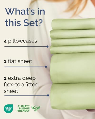 Flex Top Split Head King 6 Piece Sheet Set - Cooling - Light Sage Green