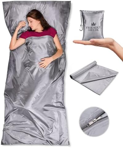 The Friendly Swede Sleeping Bag Liner, Adult Sleep Sack for Hotels, 3 Sizes