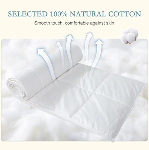 YOUR MOON Summer Lightweight Wool Comforter Twin Size- Breathable & Thin Duvet Insert for Hot Sleepers, 100% Australian Lamb Wool Filling 100GSM with Pure Cotton Shell (White)