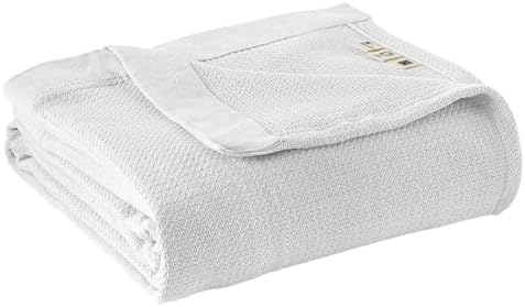 100% Organic Cotton Blanket - GOTS & Fairtrade Certified Organic Cotton Throw Blanket for Bed with a Heavy & Breathable Single Knit Weave - Great as Bedspread or Coverlet (White, Twin)