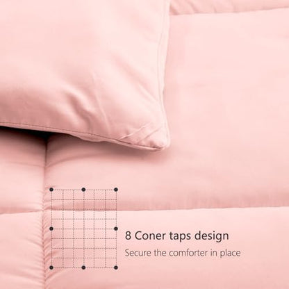 TEXARTIST Queen Comforter, All Season Down Alternative Pink Duvet Insert