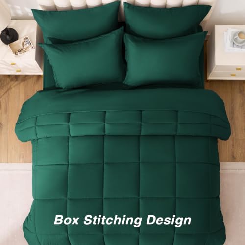 Love's cabin Plaid Queen Comforter Set, Dark Green