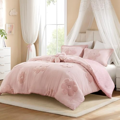 Intelligent Design Kids Pink Floral Queen Comforter Set for Girls, 4pc