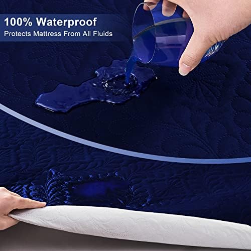 Sufdari Twin Waterproof Mattress Protector, Waterproof Mattress Cover,Breathable & Noiseless Mattress Pad, Waterproof Quilted Fitted Sheet Fits Up to 8-18" Deep Pocket