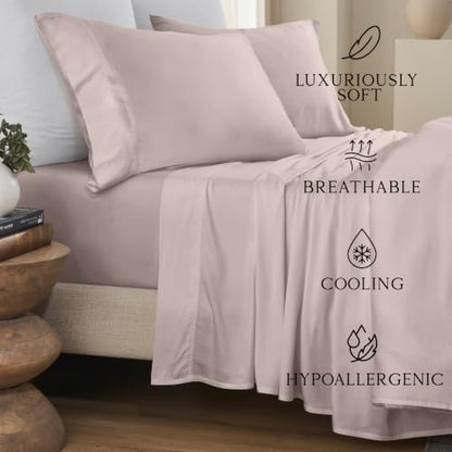 KARISSA MAE 6 Piece Luxury Bamboo Viscose Cal King Sheet Set, 4 Pillowcases