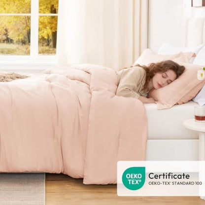 Love's cabin Pink Queen Comforter Set, 3-Piece Prewashed Bed Set