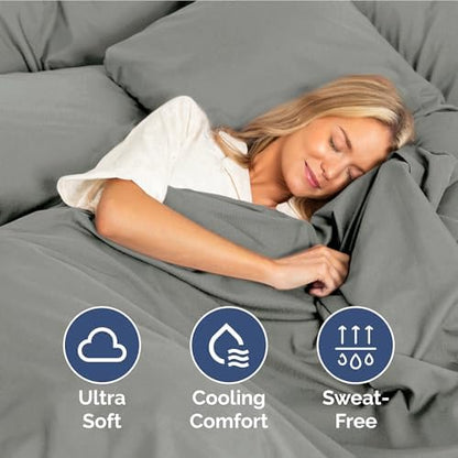 Full Size 4 Piece Sheet Set - Ultra Soft & Cooling Bed Sheets - Slate Grey