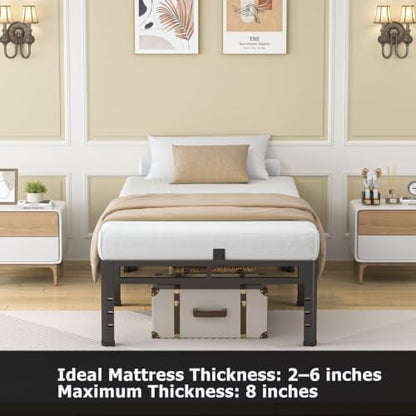 NKZ Twin Size Metal Platform Bed Frame, 24 Inch Dual-Layer Heavy Duty Base