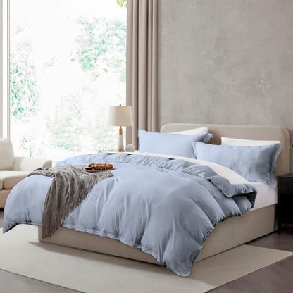 Hearth & Harbor Prewashed King Duvet Cover Set, Ice Blue