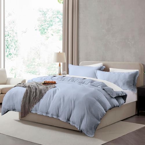Hearth & Harbor Prewashed Full Duvet Cover Set, Ice Blue