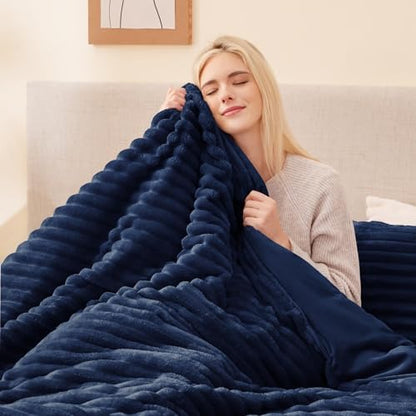 EXQ Home Fluffy Comforter Set California King,3 Pieces Bed Set,Navy Blue