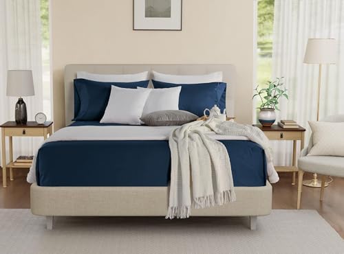 King Sheet Set, 4Piece 15" Deep Pocket Sheet & Pillowcase Sets - Dark Denim
