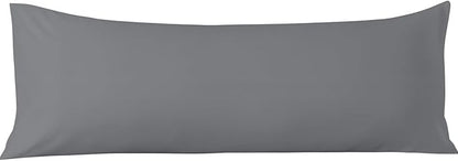 Comfort Beddings Body Pillowcase, 100% Organic Cotton 600 Thread Count Sateen, Soft Cooling Grey, 1-Pack, Hidden Zipper Closure, Hotel Quality, Fade & Shrink Resistant, 20 x 48 Inches