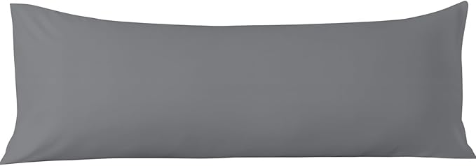 Comfort Beddings Body Pillowcase, 100% Organic Cotton 600 Thread Count Sateen, Soft Cooling Grey, 1-Pack, Hidden Zipper Closure, Hotel Quality, Fade & Shrink Resistant, 20 x 54 Inches