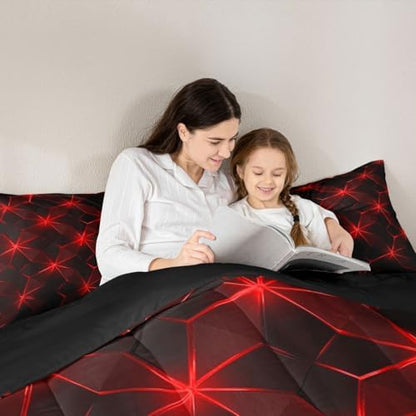 jejeloiu Geometric Bedding Set Soft for Boys Girls, Abstract Art Comforter Set Toddler Size Luxury Duvet Quilt Microfiber Bedroom Decor 2 Pcs with 1 Pillow Cases