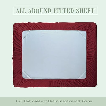 Elegant Comfort 1500 Premium Hotel Quality 18-24 Inches Deep - Extra Deep Pocket Single Fitted Sheet for High Mattress, Luxury and Softest, Smart Pocket - Wrinkle Free, King, Burgundy
