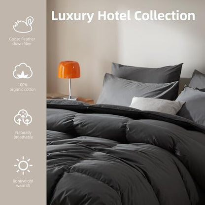 Goose Feather Down Comforter California King,Organic Cotton Duvet Insert