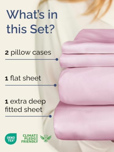 Extra Deep Pocket King Size Sheet Set - Breathable & Cooling - Light Pink