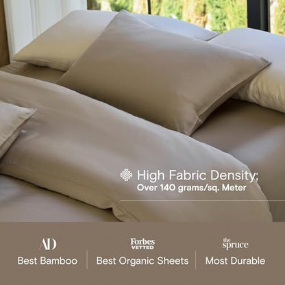 DOZ Duvet Cover Set, 100% Viscose derived from Bamboo, Organically Grown, Buttery Soft, Cooling Duvet Covers, High GSM, 1 Duvet Cover and 1 Pillowcase, 70"x90" (Dune, Twin/Twin XL)