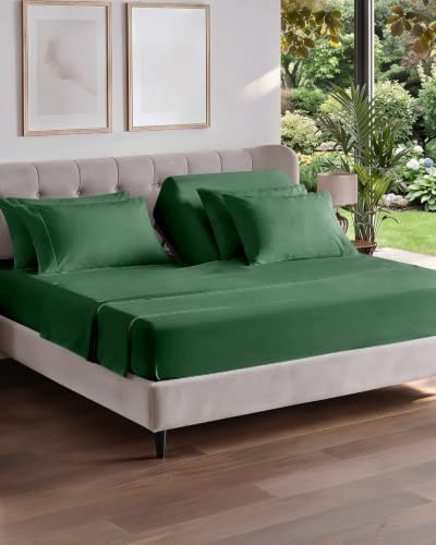 Flex Top Split Head King 6 Piece Sheet Set - Soft & Cooling - Emerald Green