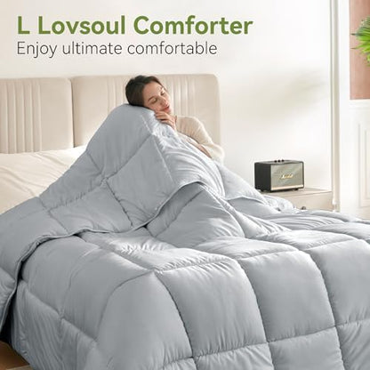L LOVSOUL Queen Comforter Down Alternative Duvet Insert, 90x90IN
