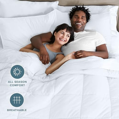 Bare Home Bed-in-A-Bag 7 Piece Comforter & Sheet Set - Split Head King - Down Alternative - Ultra-Soft 1800 Premium Bed Set (Split Head Flex King, White/White)