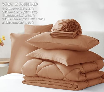 CozyLux Queen Comforter Set 88"x88" Pumpkin - 7 Piece Bed in a Bag