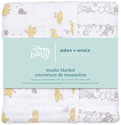 aden + anais Dream Blanket, Boutique Muslin Baby Blankets for Girls & Boys, Ideal Lightweight Newborn Nursery & Crib Blanket, Unisex Toddler & Infant Bedding, Shower & Registry Gift, Winnie The Pooh