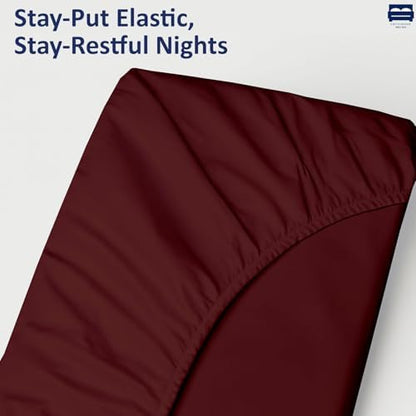 1 PC Cot Size 25" x 75" Fitted Sheet Only, 100% Egyptian Cotton, Burgundy