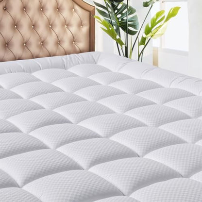 MATBEBY RV King Mattress Pad - Cooling Breathable Mattress Topper, Quilted Fitted Mattress Protector, Pillow Top Mattress Cover with 8-21" Deep Pocket, Soft, Machine Washable, White, 72x80 Inches