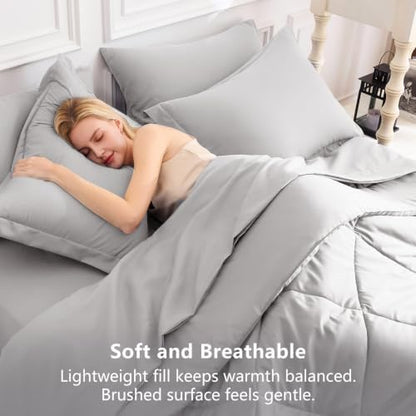 CozyLux Oversized King Comforter Set 120"x98", 7 Piece, French Grey