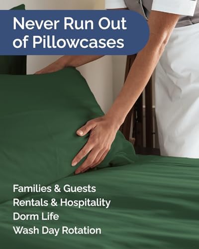 Queen Pillow Cases Set of 10 - Ultra Soft Pillowcase Covers - Emerald Green