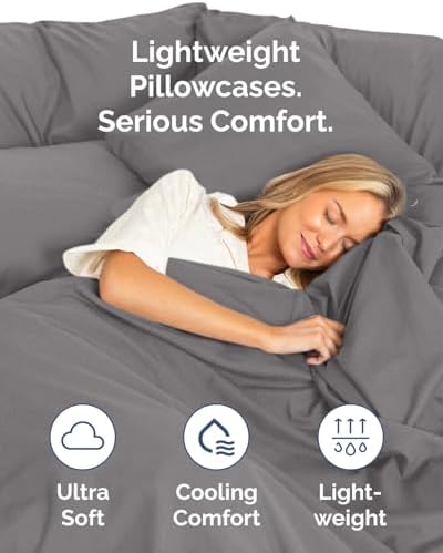 King Standard Pillow Cases Set of 10 - Soft Pillowcase Covers - Dark Grey