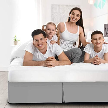 Queen Bed Skirt 1pc - Bed Frame and Box Spring Cover - 18-Inch Tailored Drop Pleated 800-TC Luxury Classic Look Egyptian Cotton- Easy Fit, Wrinkle, Fade, Stain Resistant