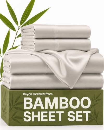 100% Rayon Derived from Bamboo Sheets - Split Head King - Light Grey