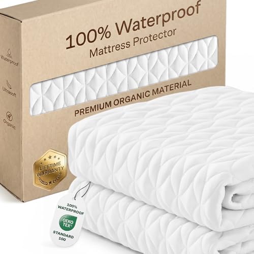 100% Waterproof Noiseless & Breathable King Size Mattress Protector - White