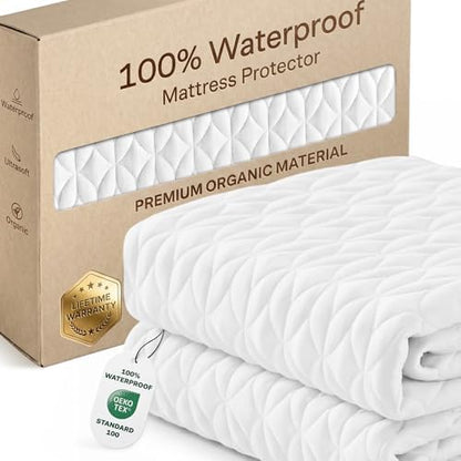 100% Waterproof Noiseless & Breathable King Size Mattress Protector - White