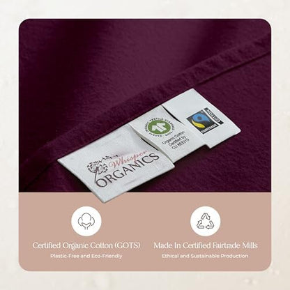 100% Organic Flannel Sheets Twin XL Size - 100% Cotton Flannel Sheets Set with Ultra Comfortable Cozy and Soft Brushed Finish and Deep Pocket - 1 Flat 1 Fitted & 2 Pillowcases (Aubergine, Twin XL)