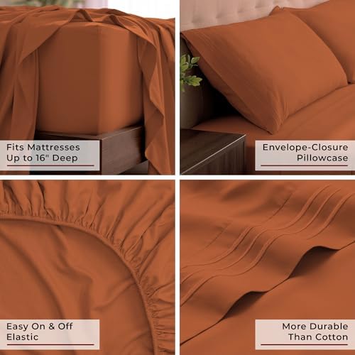 Mellanni Iconic 4-Piece, Ultra Soft Sheet Set (King, Terracotta)